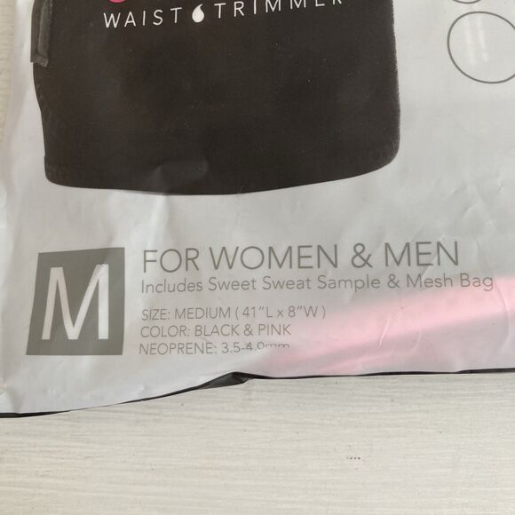 Sweet Sweat Waist Trimmer Band (Women & Men) - Trainer Belt - Black Pink Size M - Picture 4 of 6